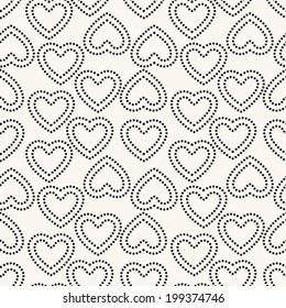 Seamless geometric pattern with hearts. Vector repeating texture