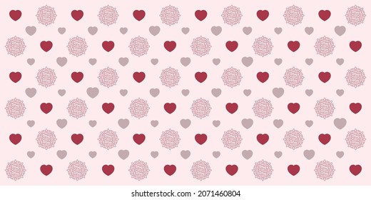 Seamless geometric pattern with hearts. Vector wallpaper background