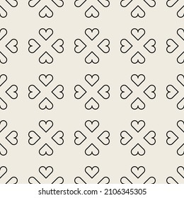 Seamless geometric pattern with hearts. Vector repeating texture. Simple design for Valentine's Day.