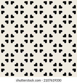 Seamless geometric pattern with hearts. Vector repeating texture. Minimal simple Valentine's Day design.