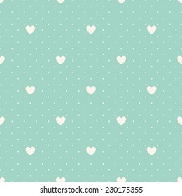 Seamless geometric pattern with hearts. Vector repeating texture