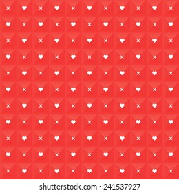 Seamless geometric pattern with hearts. Vector texture
