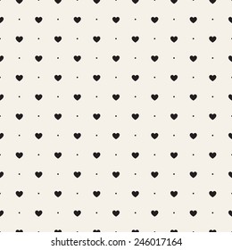 Seamless geometric pattern with hearts. Vector repeating texture