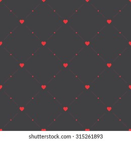 Seamless geometric pattern with hearts. Vector texture, background.