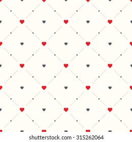 Seamless geometric pattern with hearts. Vector texture, background.