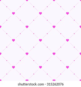 Seamless geometric pattern with hearts. Vector texture, background.