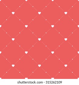 Seamless geometric pattern with hearts. Vector texture, background.