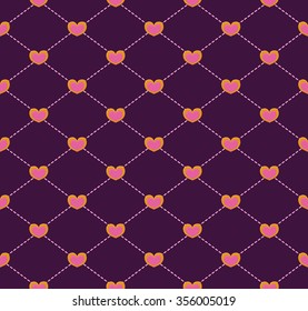 Seamless geometric pattern with hearts. Vector repeating texture