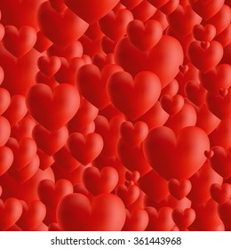 Seamless geometric pattern with hearts. Vector repeating texture