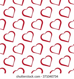 Seamless geometric pattern with hearts. Vector repeating texture