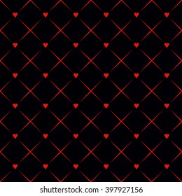 Seamless geometric pattern with hearts. Vector repeating texture. Stylish  background