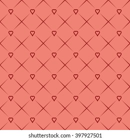 Seamless geometric pattern with hearts. Vector repeating texture. Stylish  
background