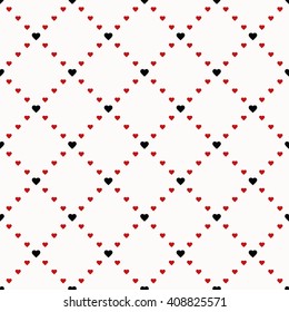 Seamless geometric pattern with hearts, vector background