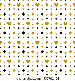 Seamless geometric pattern with hearts. Vector repeating texture