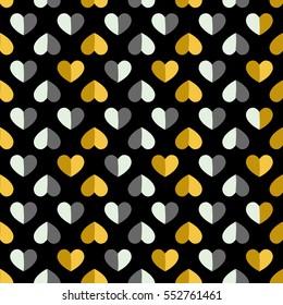 Seamless geometric pattern with hearts. Vector repeating texture