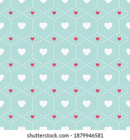 Seamless geometric pattern with hearts. Vintage background. Vector illustration