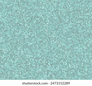 Seamless geometric pattern. Hexagon mosaic background with inner solid cells. Teal color tones. Small hexagon shapes. Tileable pattern. Seamless vector illustration.