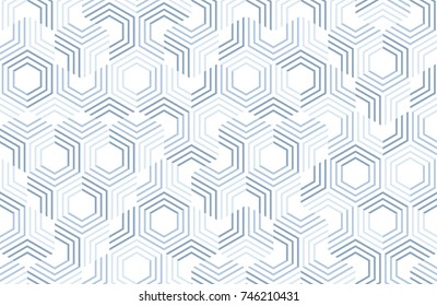 Seamless geometric pattern with hexagons and lines. Irregular structure for fabric print. Monochrome abstract background.