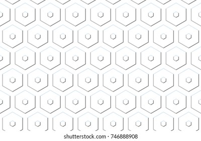 Seamless geometric pattern with hexagons and lines. Irregular structure for fabric print. Monochrome abstract background.