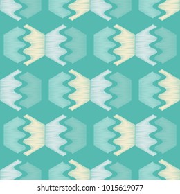Seamless geometric pattern.  Hexagons texture. Scribble texture. Bright colors and simple shapes. Trendy seamless pattern designs.