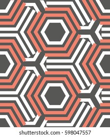 Seamless geometric pattern with hexagons. Vector art.