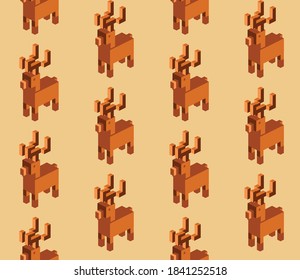 Seamless geometric pattern with the image of the Christmas reindeer. Outlined vector design for holiday mood, web banner, business presentation, brand package, fabric, print, wallpaper.
