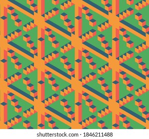 Seamless geometric pattern with the image of Christmas reindeer and snowflakes. Vector design for holiday web banner, business presentation, brand package, fabric, print, wallpaper, postcards.