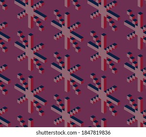 Seamless geometric pattern with the image of Christmas reindeer and snowflakes. Vector design for holiday web banner, business presentation, brand package, fabric, print, wallpaper, postcards.