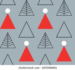 Patrón geométrico sin foco con la imagen de árboles de Navidad, triángulos. Diseño de vectores para banner web, presentación de negocios, paquete de marca, tela, impresión, papel tapiz.