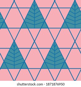 Seamless geometric pattern with the image of Christmas trees, triangles. Vector design for web banner, business presentation, brand package, fabric, print, wallpaper.