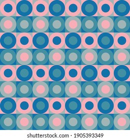 Seamless geometric pattern with the image of circles, squares. Vector design for web banner, business presentation, brand package, fabric, print, wallpaper, postcard.