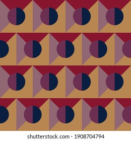 Seamless geometric pattern with the image of circles, squares, triangles. Vector design for web banner, business presentation, brand package, fabric, print, wallpaper, postcard.