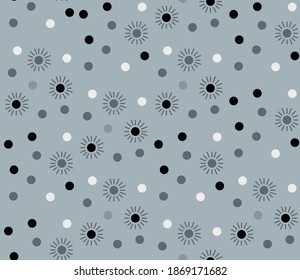 Seamless geometric pattern with the image of dots, balls, bulbs, lights. Vector New Year design for web banner, business presentation, brand package, fabric, print, wallpaper.