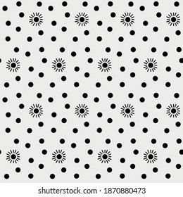 Seamless geometric pattern with the image of dots, balls, bulbs, lights. Vector New Year design for web banner, business presentation, brand package, fabric, print, wallpaper.