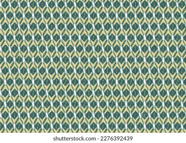 Seamless geometric pattern with the image of green spring flowers, herbs, leaves, plants, circles. Vector design for web banner, business presentation,