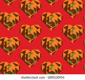 Seamless geometric pattern with the image of hearts, love, Valentine's day. Vector design for holiday web banner, business presentation, brand package, fabric, print, wallpaper, postcard.