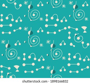Seamless geometric pattern with the image of space, stars, constellations, snowflakes. Vector design for great web banner, business presentation, brand package, fabric, print, wallpaper, postcard.