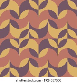 Seamless geometric pattern with the image of spring flowers, herbs, leaves, plants, circles. Vector design for web banner, business presentation, brand package, fabric, print, wallpaper, postcard.