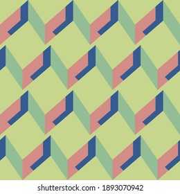 Seamless geometric pattern with the image of steps, architecture, roofs. Vector design for web banner, business presentation, brand package, fabric, print, wallpaper, postcard.