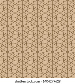 Seamless geometric pattern inspired by Japanese Kumiko ornament.Double lines are brown. For design template, textile,fabric, wrapping paper,laser engraving.