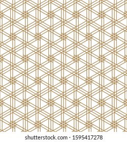 Seamless geometric pattern inspired by Japanese woodworking style Kumiko zaiku.For template,fabric,textile,wrapping paper,laser cutting and engraving.Average thickness lines.