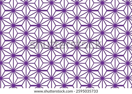 A seamless geometric pattern inspired by traditional Japanese Asanoha motifs, featuring interconnected star-like shapes. The intricate symmetry and structured design create a harmonious aesthetic.