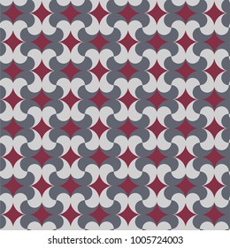 seamless geometric pattern with interacting circles in light and dark grays on a red background