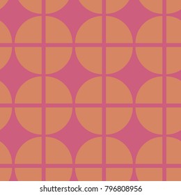 seamless geometric pattern with interacting circles and squares in orange and pink
