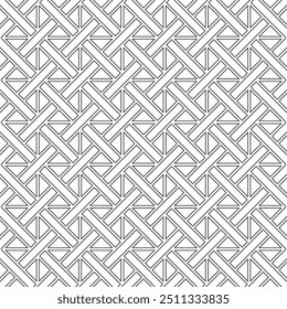 Seamless geometric pattern with interlocking crossed lines on a white background. Suitable for various creative projects or graphic design elements.