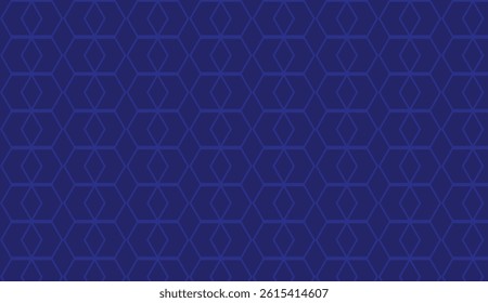 Seamless geometric pattern with interlocking hexagon shapes on deep blue background