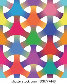 Seamless Geometric Pattern of Interlocking Rings, Circular Grid. Colorful background vector design.