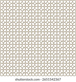 A seamless geometric pattern with interlocking rounded shapes in soft brown on white. Ideal for background, packaging, textiles, or wallpaper. Modern and elegant vector design.