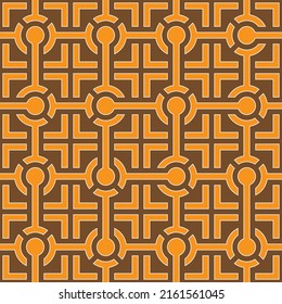 Seamless geometric pattern of interlocking squares and circles. vector illustration.