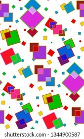 Seamless geometric pattern. The intersection of colored squares on a transparent background.